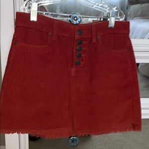 RSQ/tilly’s burnt red frayed corduroy mini skirt